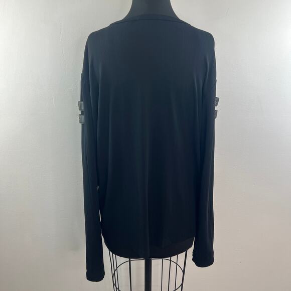 Nani Bon Black Top Stretch Crew Neck Drop Shoulder Classic Pullover Tee Size XXL - Picture 6 of 10